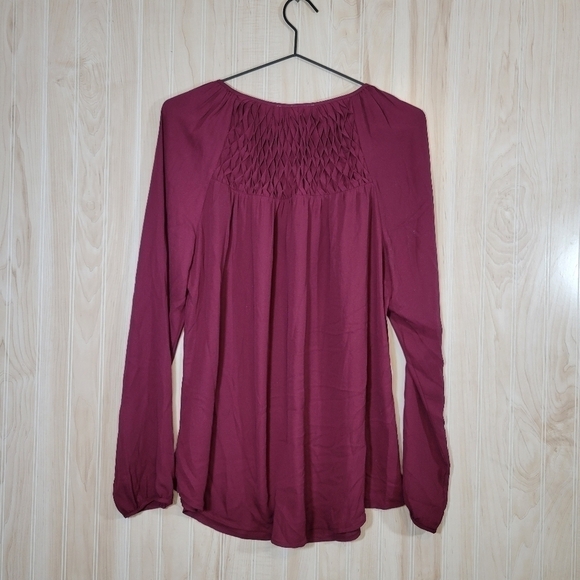 Daniel Rainn Purple Blouse Top with Pleated Gathering at Neckline Sz Lg - Picture 6 of 6